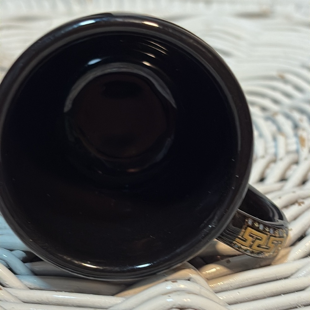 1960s Black and Gold Greek Gods Motif Mini Tea Cup /Saucer Set 24K Gold & Spoon - Picture 14 of 17
